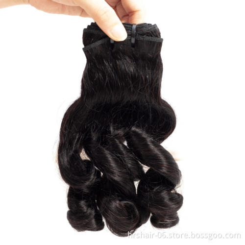 Wholesale 100%  bouncy Fumi Hair Double Drawn Raw cambodian hair unprocessed fumi curl hair